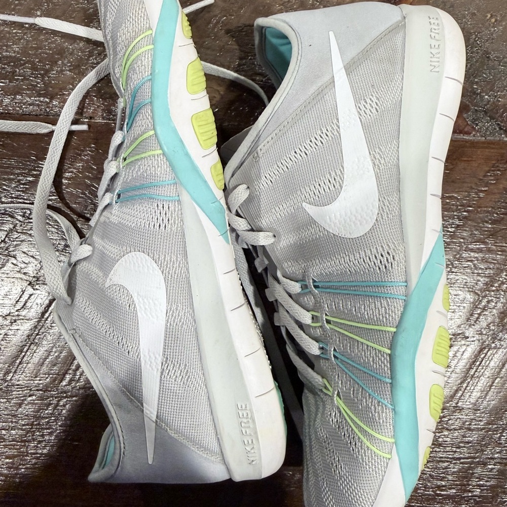 Nike Women's Gray Athletic Shoes with Aqua and Lime Accents - Picture 3 of 3